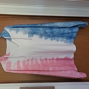 NWOT 2x pink, white, and blue hooded top